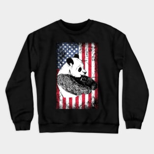 Patriotic Panda Bear American Flag Crewneck Sweatshirt